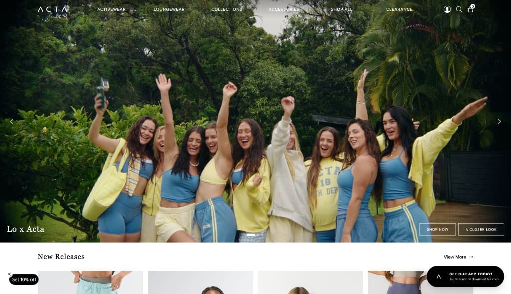 Acta Wear custom Shopify Hydrogen athletic apparel storefront