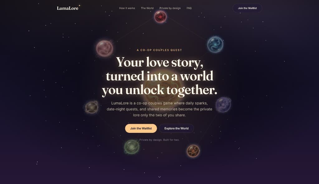 LumaLore co-op relationship quest app for couples
