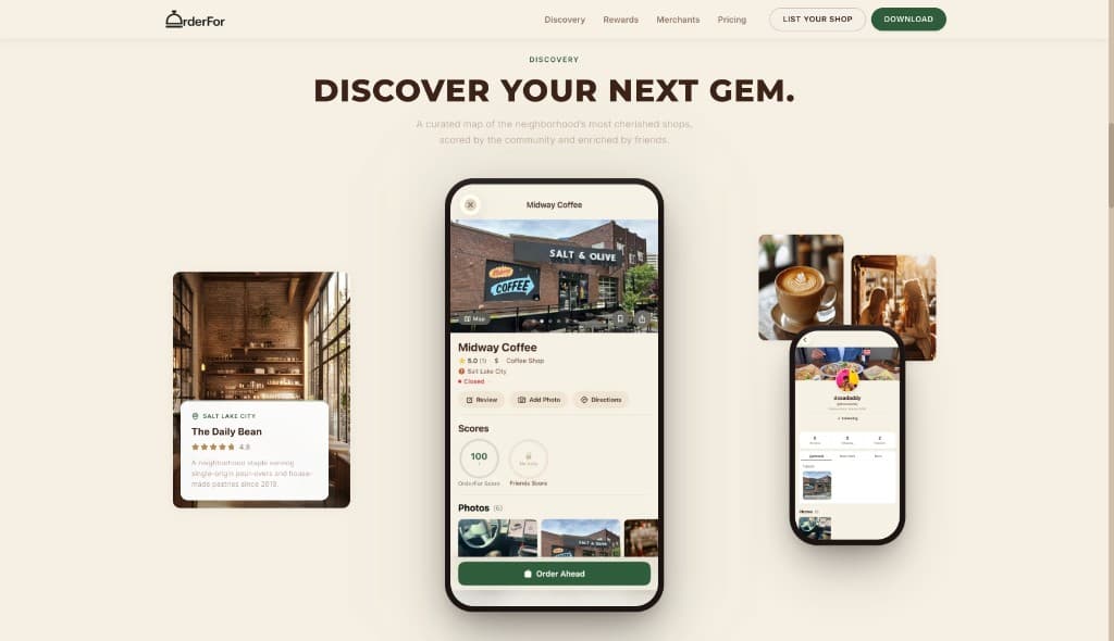 OrderFor mobile ordering and merchant platform