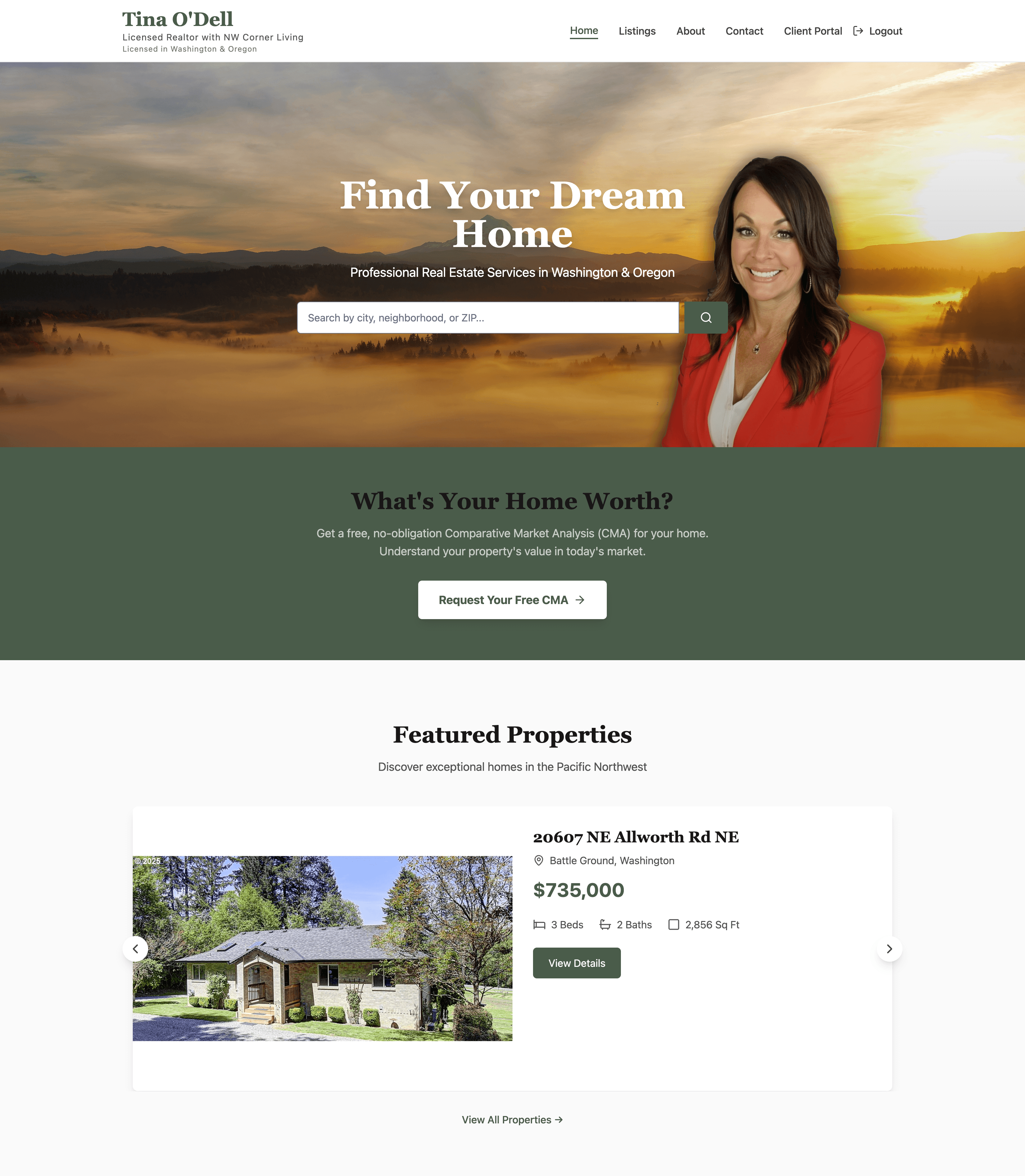 Tina Odell Homes real estate listings and client portal